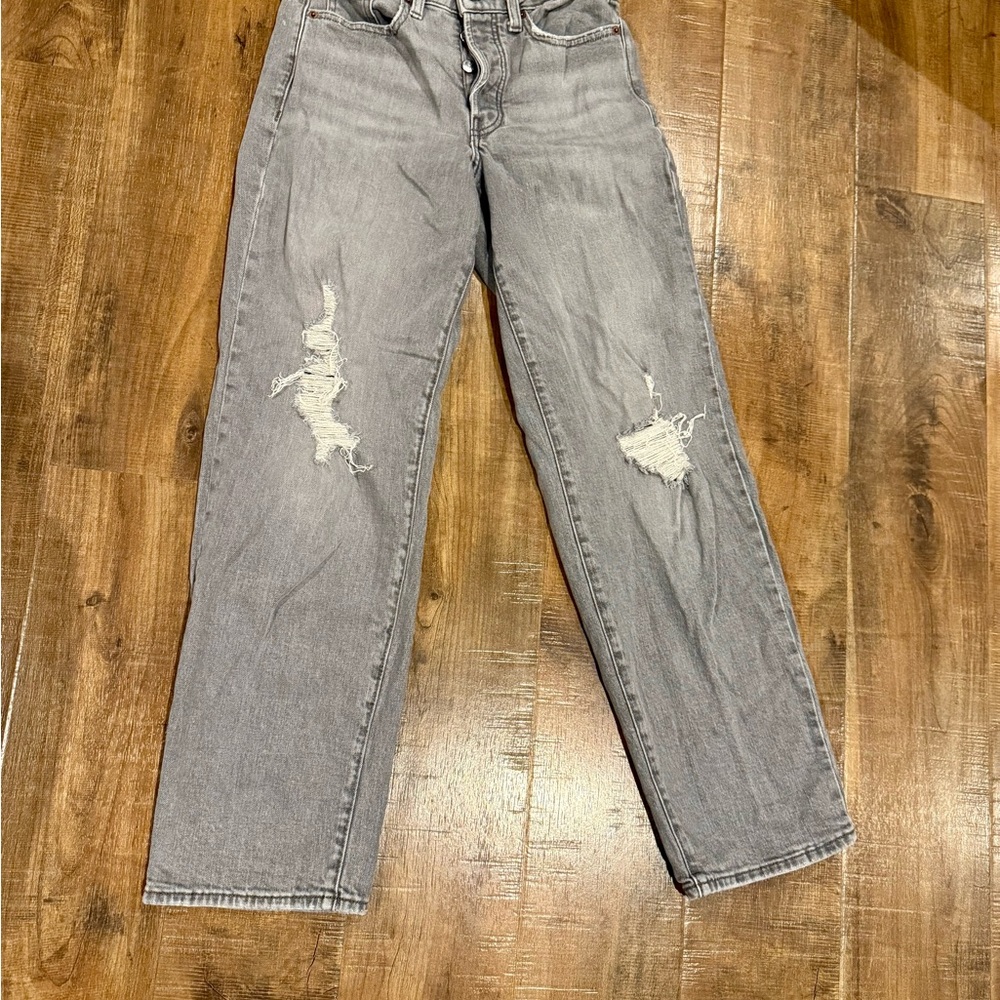 Old Navy Women's High Rise Gray Distressed Jeans